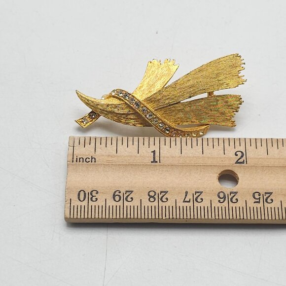 Vintage Mid-Century JJ Jonette Clear Rhinestone Gold Tone Abstract Brooch Pin - Picture 5 of 5